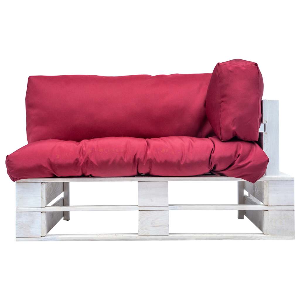 vidaXL Sofa ogrodowa z palet z czerwonymi poduszkami, sosna
