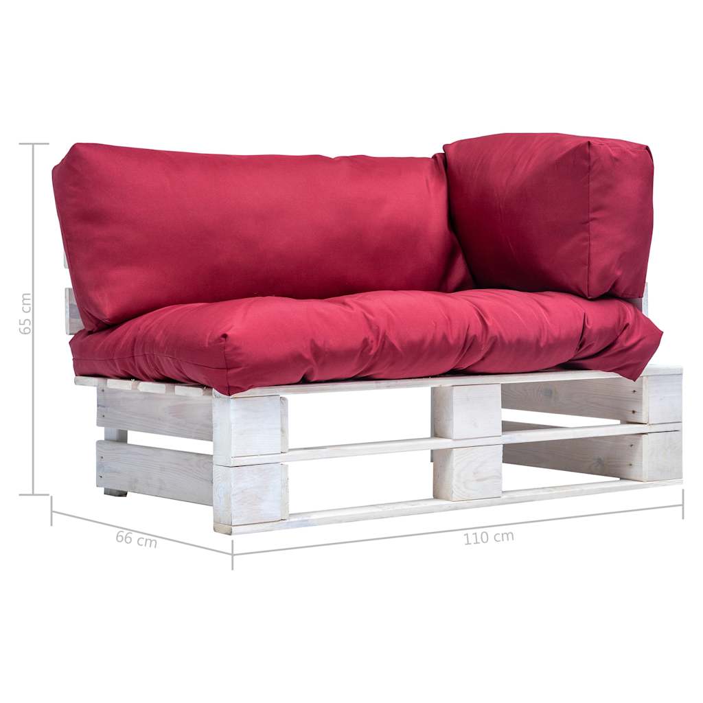 vidaXL Sofa ogrodowa z palet z czerwonymi poduszkami, sosna