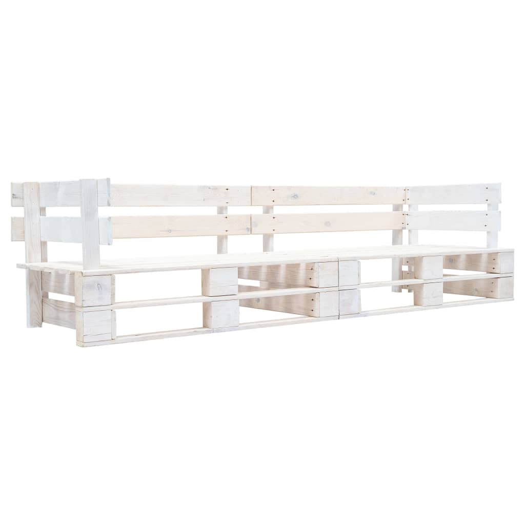 vidaXL Ogrodowa sofa 2-osobowa z palet, biała, drewno