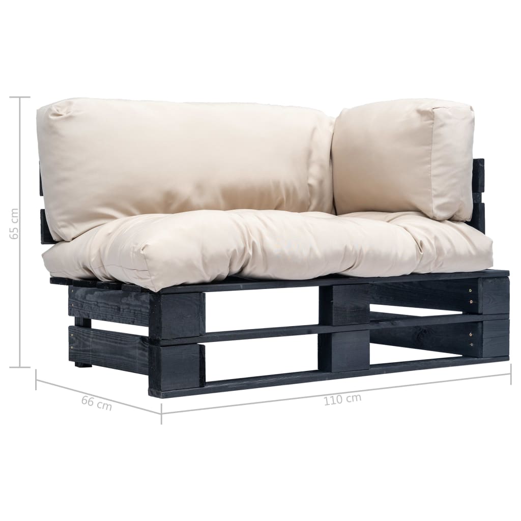 vidaXL Sofa ogrodowa z palet z piaskowymi poduszkami, sosna