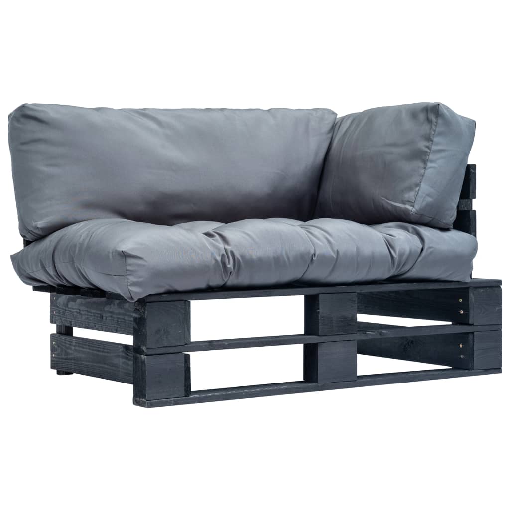 vidaXL Ogrodowa sofa z palet, z szarymi poduszkami, sosna