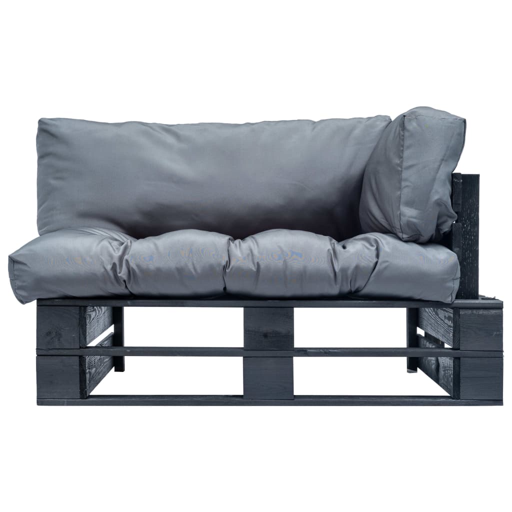 vidaXL Ogrodowa sofa z palet, z szarymi poduszkami, sosna