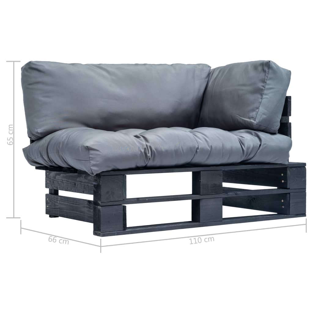 vidaXL Ogrodowa sofa z palet, z szarymi poduszkami, sosna