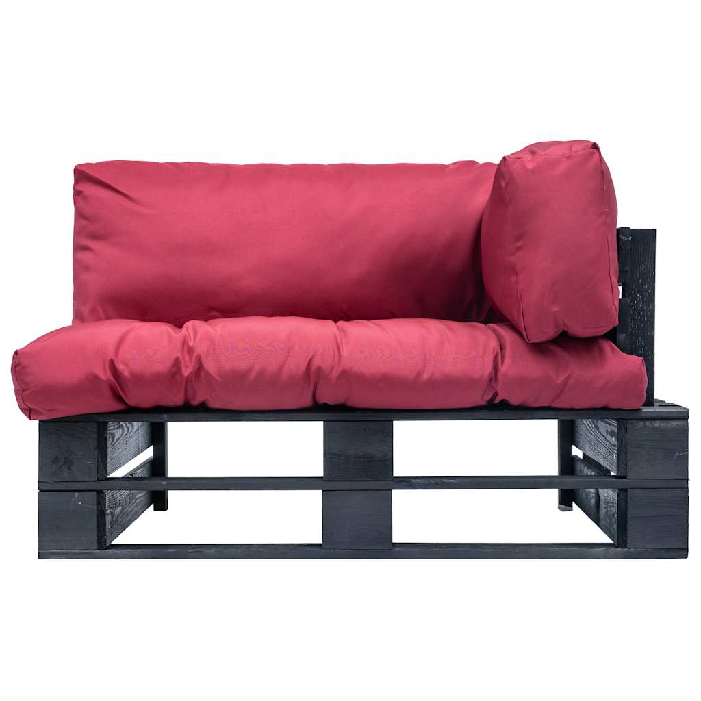 vidaXL Ogrodowa sofa z palet, z czerwonymi poduszkami, sosna