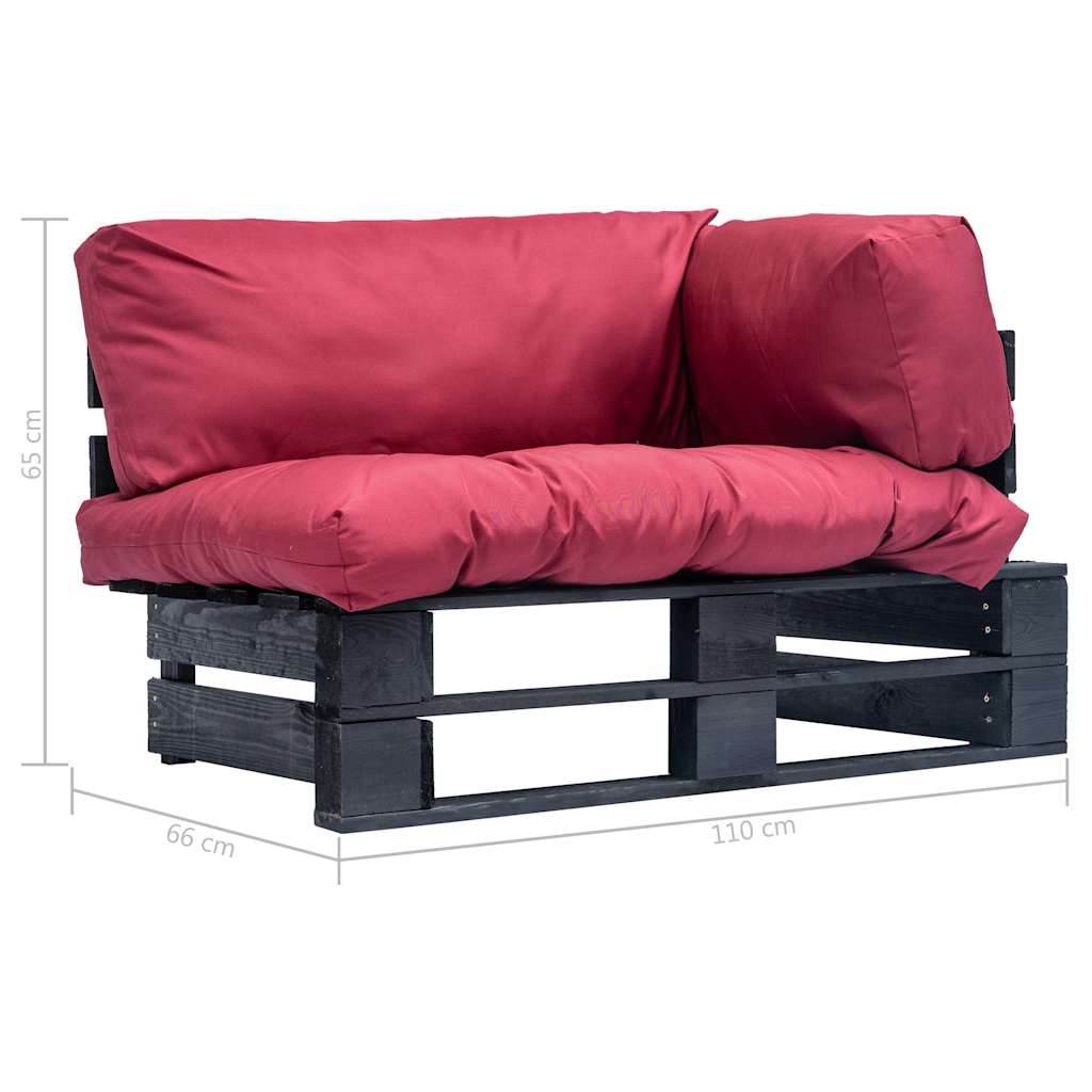 vidaXL Ogrodowa sofa z palet, z czerwonymi poduszkami, sosna