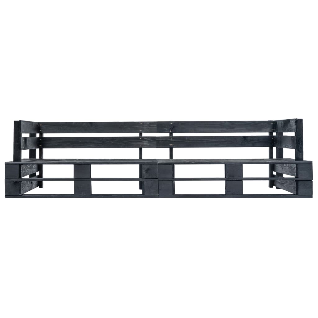 vidaXL Ogrodowa sofa 2-osobowa z palet, czarna, drewno