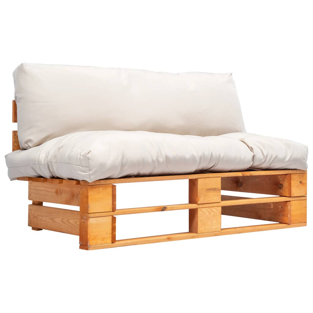 vidaXL Sofa ogrodowa z palet z piaskowymi poduszkami, sosna
