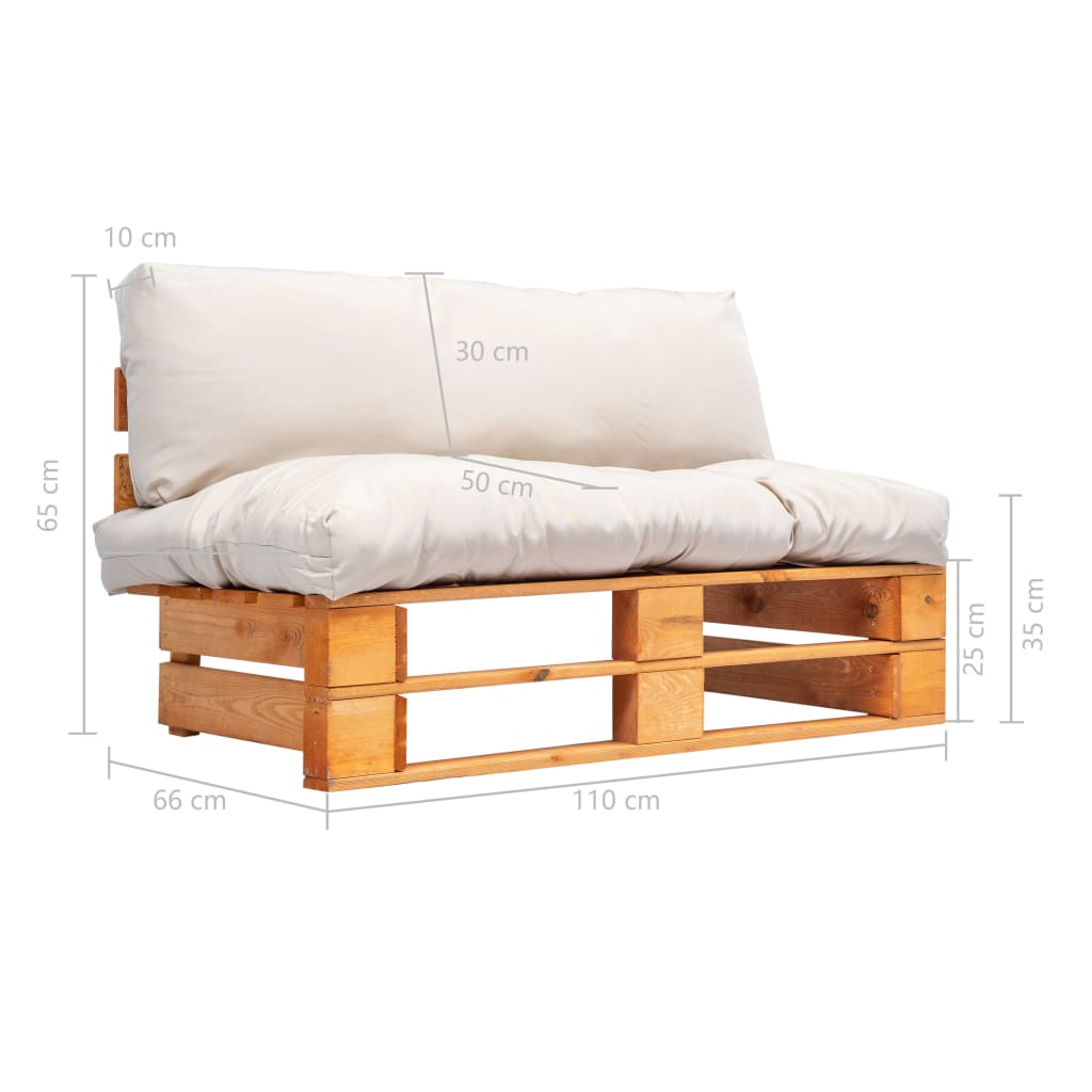 vidaXL Sofa ogrodowa z palet z piaskowymi poduszkami, sosna