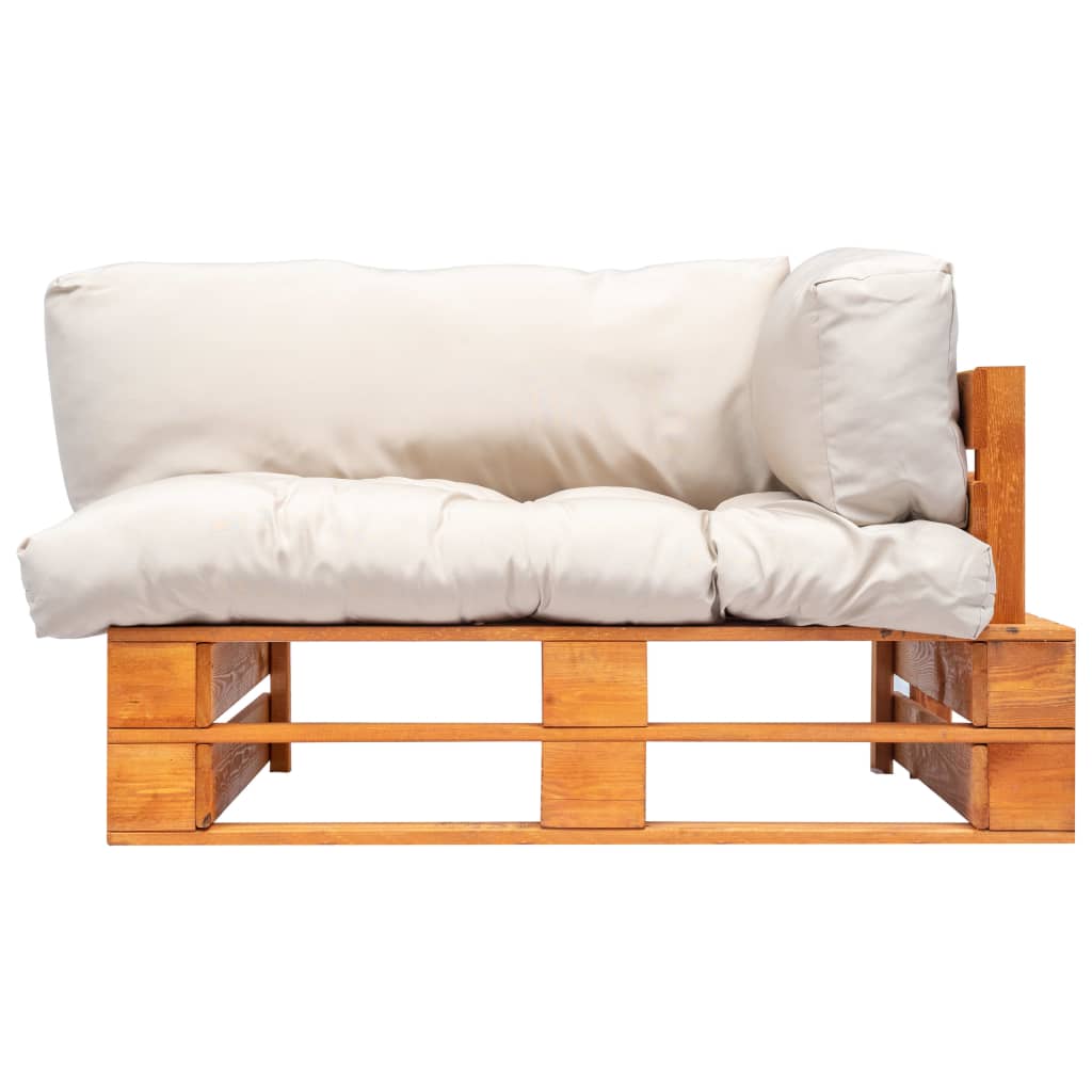 vidaXL Sofa ogrodowa z palet z piaskowymi poduszkami, sosna