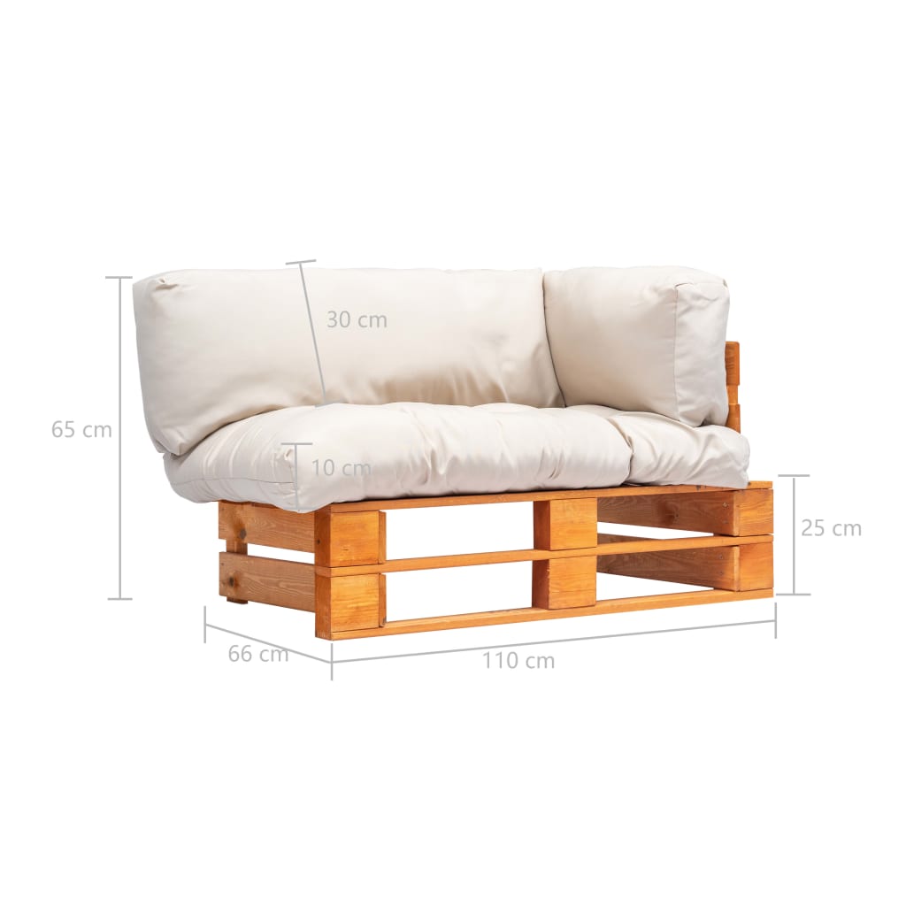 vidaXL Sofa ogrodowa z palet z piaskowymi poduszkami, sosna