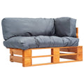 vidaXL Sofa ogrodowa z palet z szarymi poduszkami, sosna