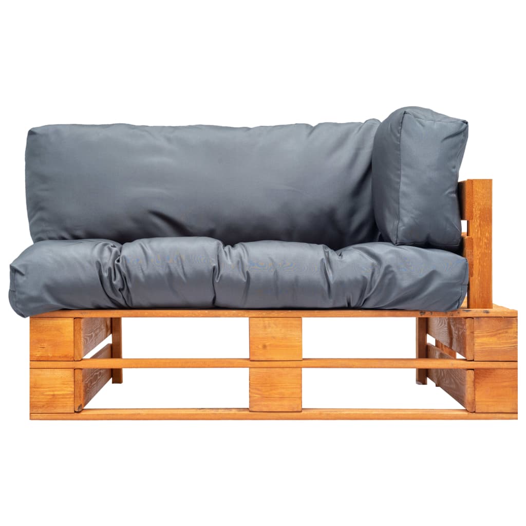 vidaXL Sofa ogrodowa z palet z szarymi poduszkami, sosna