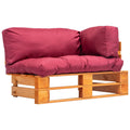 vidaXL Sofa ogrodowa z palet z czerwonymi poduszkami, sosna