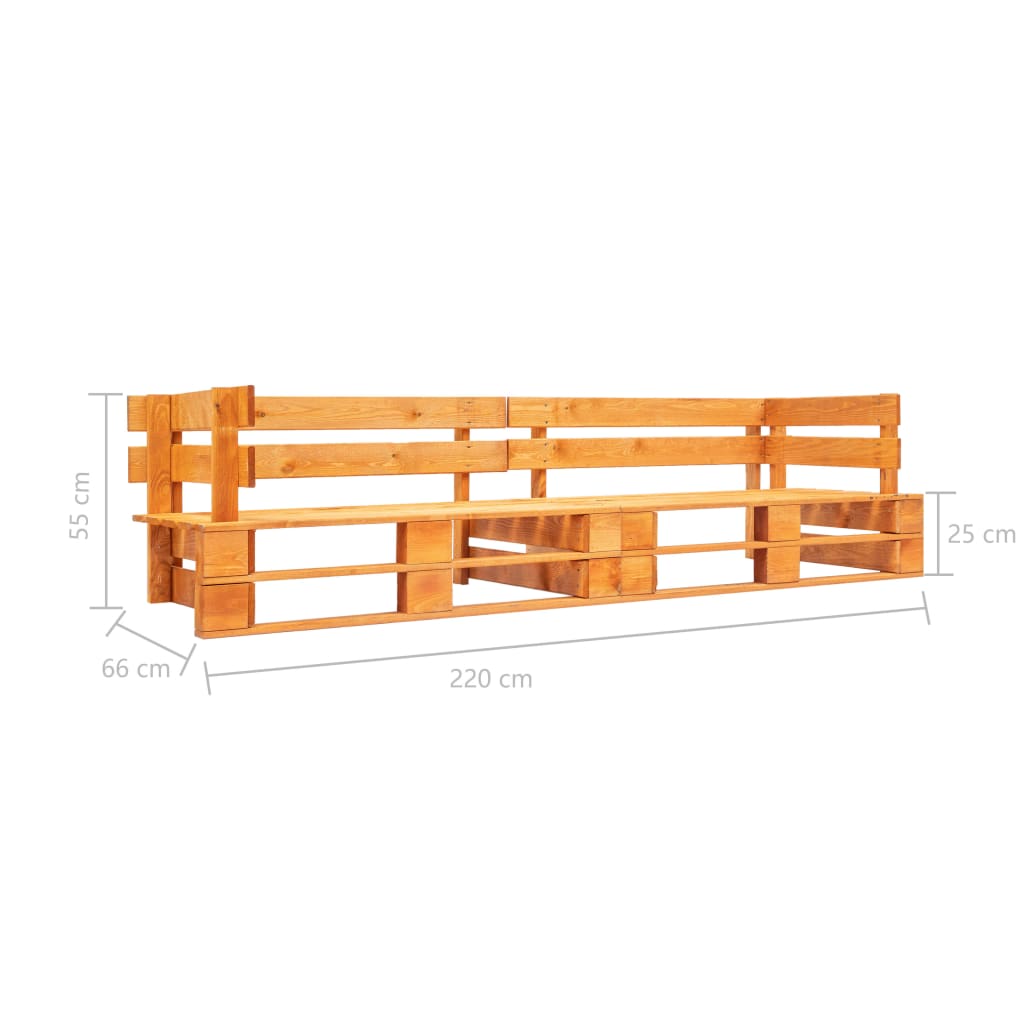 vidaXL Ogrodowa sofa 2-osobowa z palet, miodowy brąz, drewno