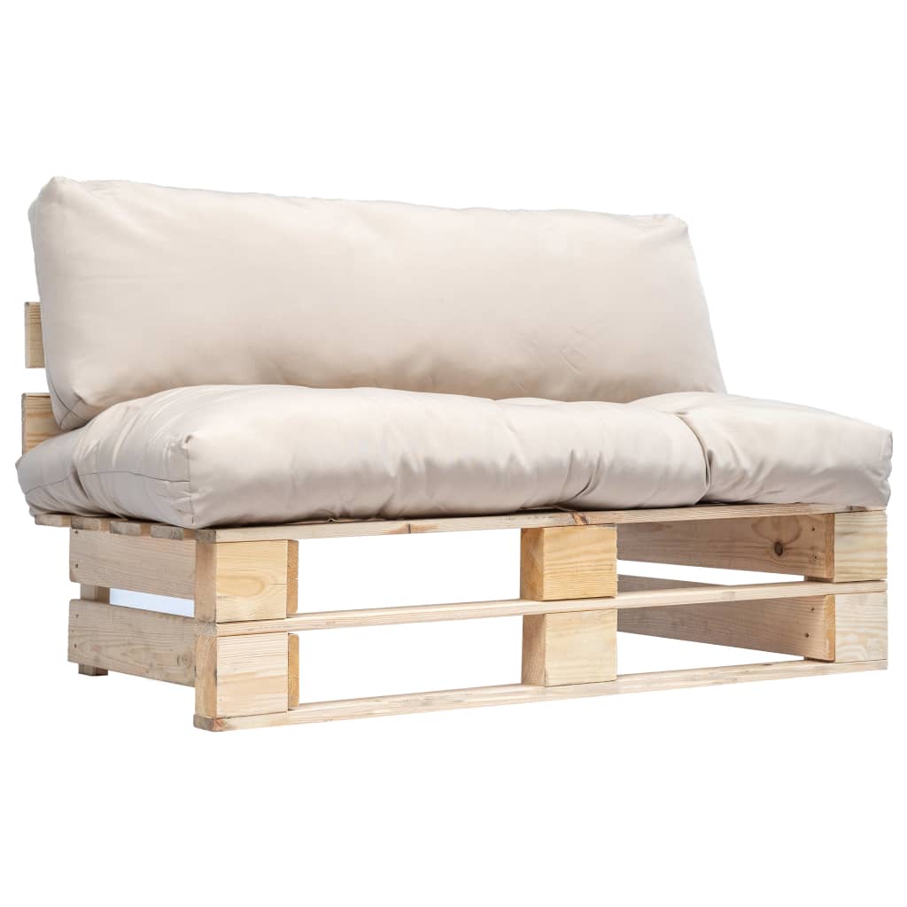 vidaXL Sofa ogrodowa z palet z piaskowymi poduszkami, sosna