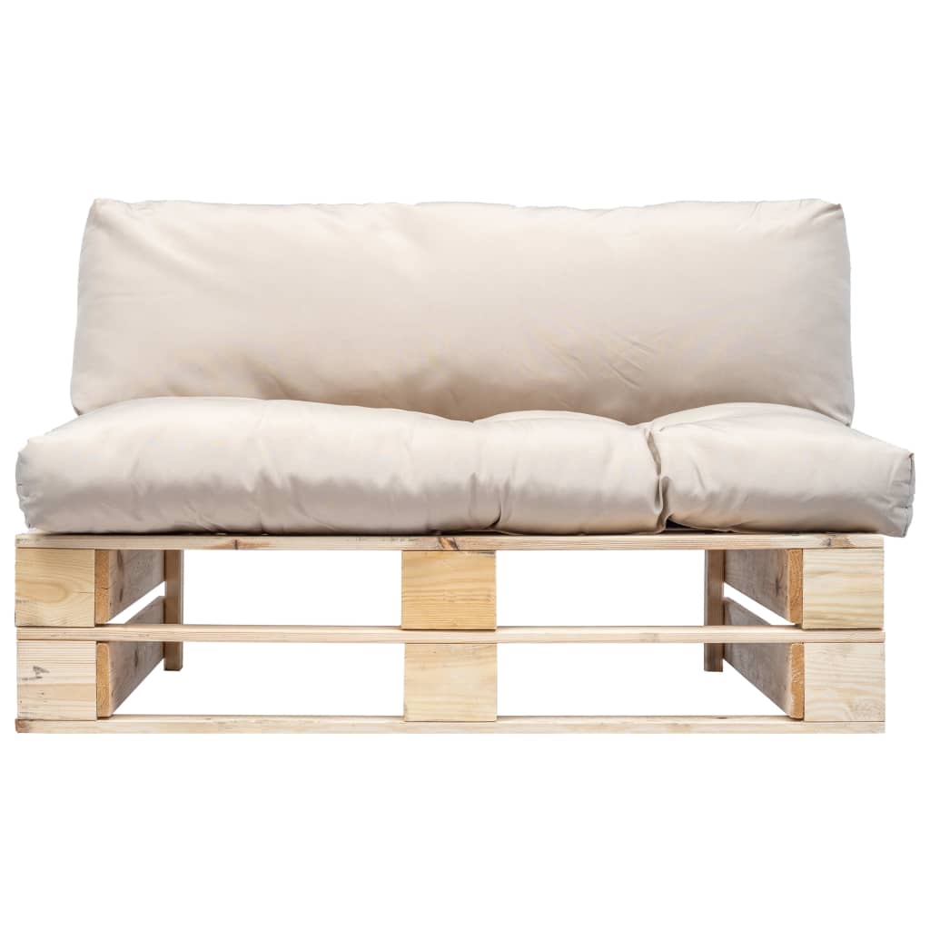 vidaXL Sofa ogrodowa z palet z piaskowymi poduszkami, sosna