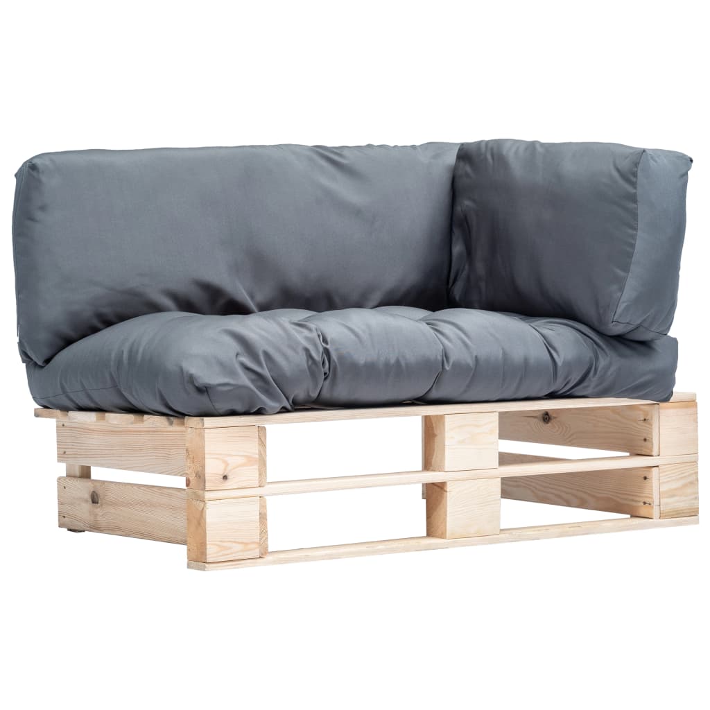 vidaXL Ogrodowa sofa z palet, z szarymi poduszkami, sosna