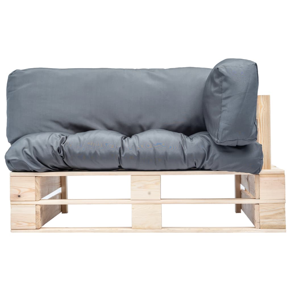 vidaXL Ogrodowa sofa z palet, z szarymi poduszkami, sosna