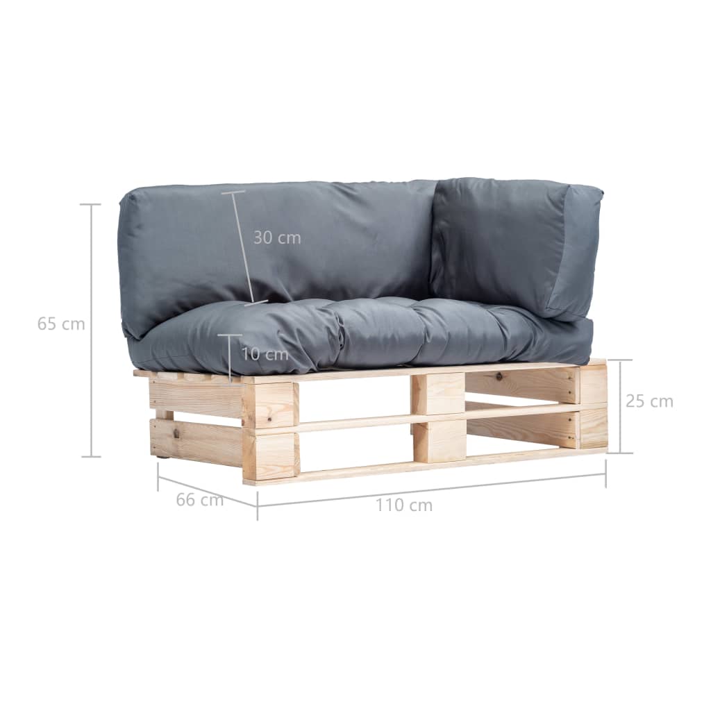 vidaXL Ogrodowa sofa z palet, z szarymi poduszkami, sosna
