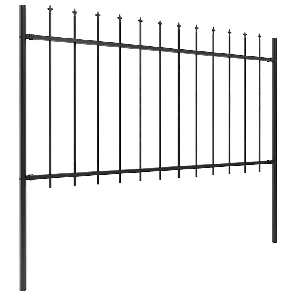 vidaXL Ogrodzenie ogrodowe z włócznią, stalowe, 537 x 100 cm, czarne