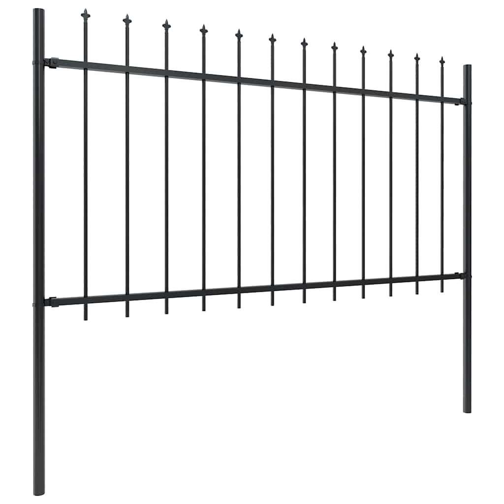 vidaXL Ogrodzenie ogrodowe z włócznią, stalowe, 892,5 x 100 cm, czarne