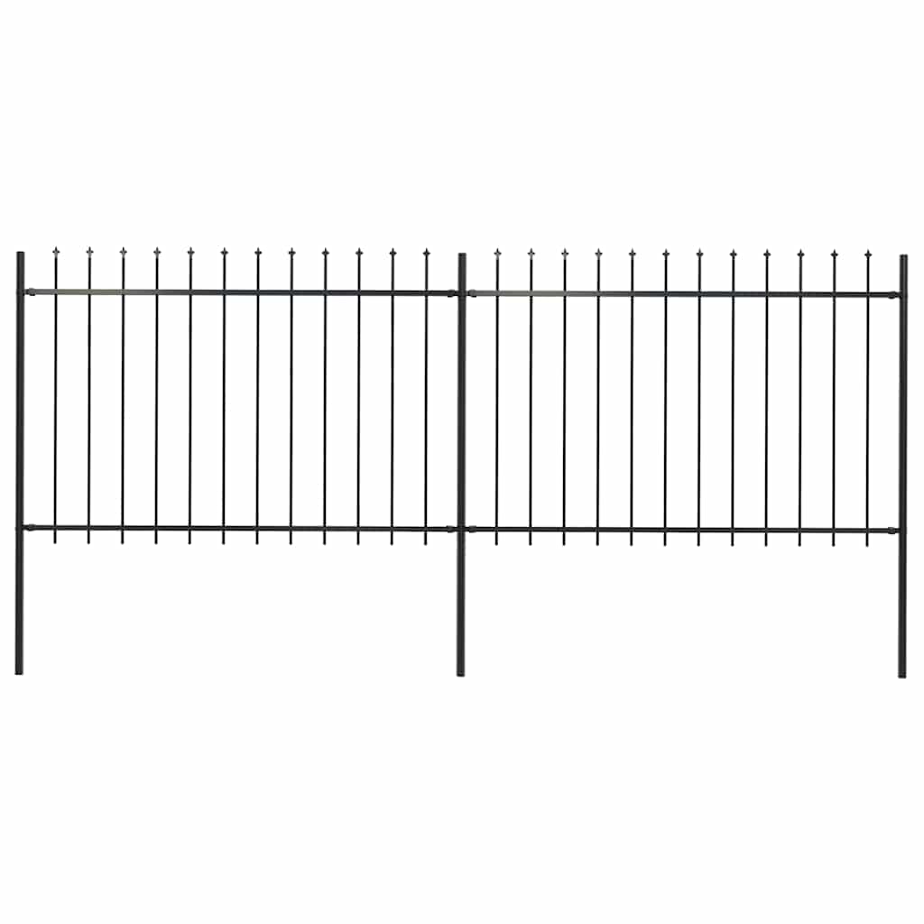 vidaXL Ogrodzenie z prętów z grotami, stalowe, 3,4 x 1,2 m, czarne