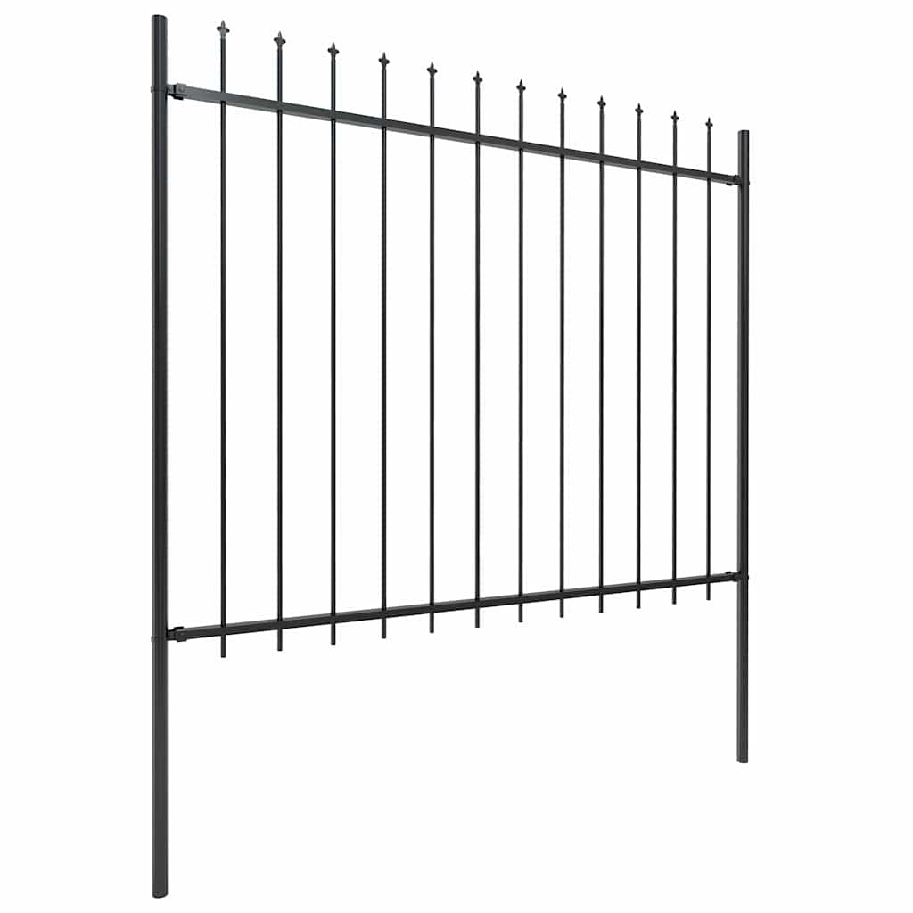 vidaXL Ogrodzenie ogrodowe z włócznią, stalowe, 537 x 150 cm, czarne