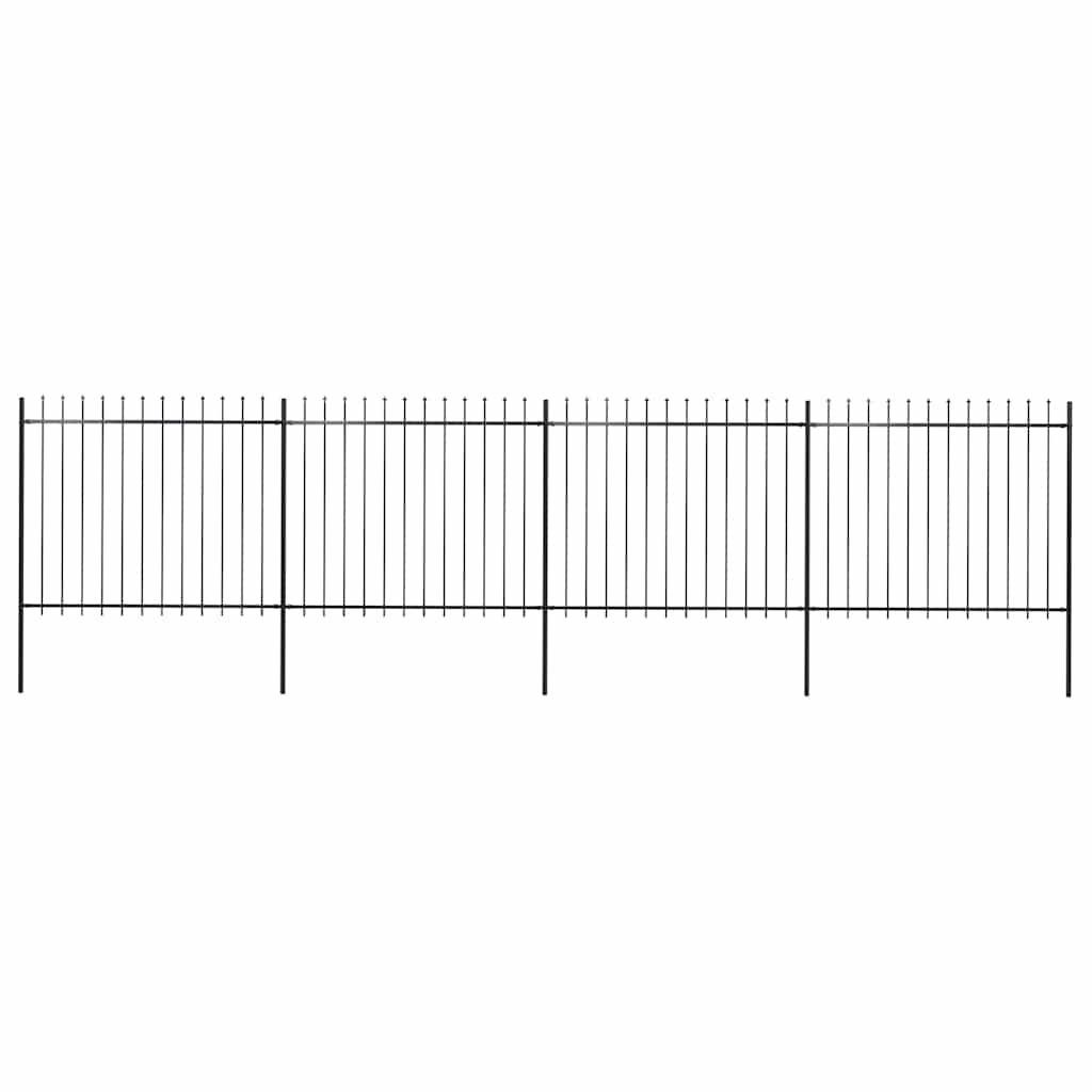 vidaXL Ogrodzenie ogrodowe z włócznią, stalowe, 714,5 x 150 cm, czarne