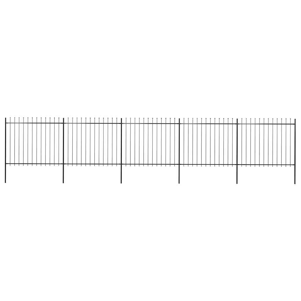 vidaXL Ogrodzenie ogrodowe z włócznią, stalowe, 892,5 x 150 cm, czarne