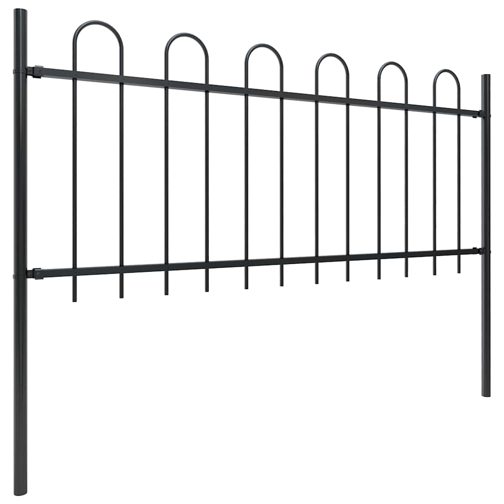 vidaXL Ogrodzenie ogrodowe z obręczą, stal, 1426 x 80 cm, czarne
