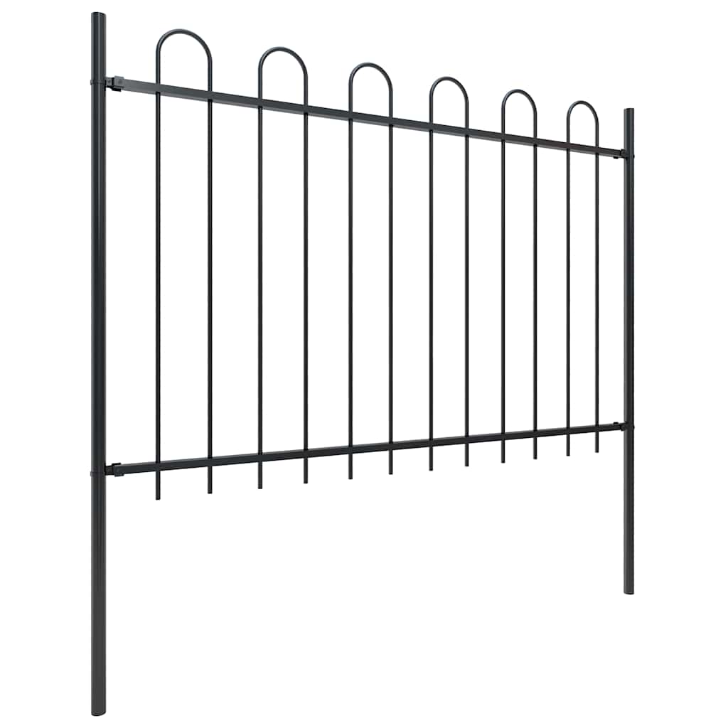 vidaXL Ogrodzenie ogrodowe z obręczą stalową 1426x120 cm, czarne