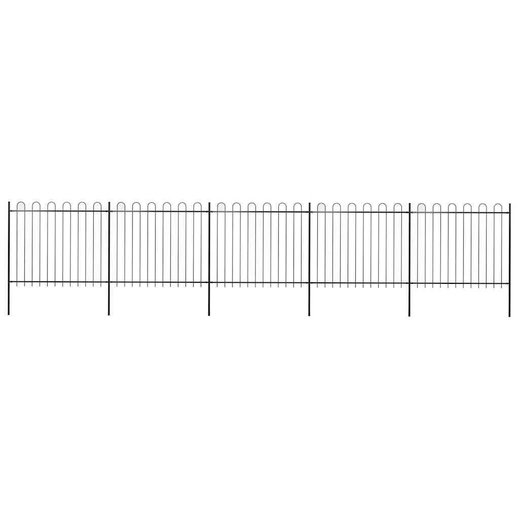 vidaXL Ogrodzenie ogrodowe z obręczą stalową 892,5x150 cm, czarne