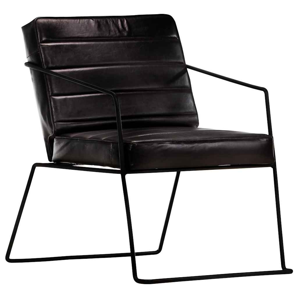 vidaXL Fotel, czarny, skóra naturalna