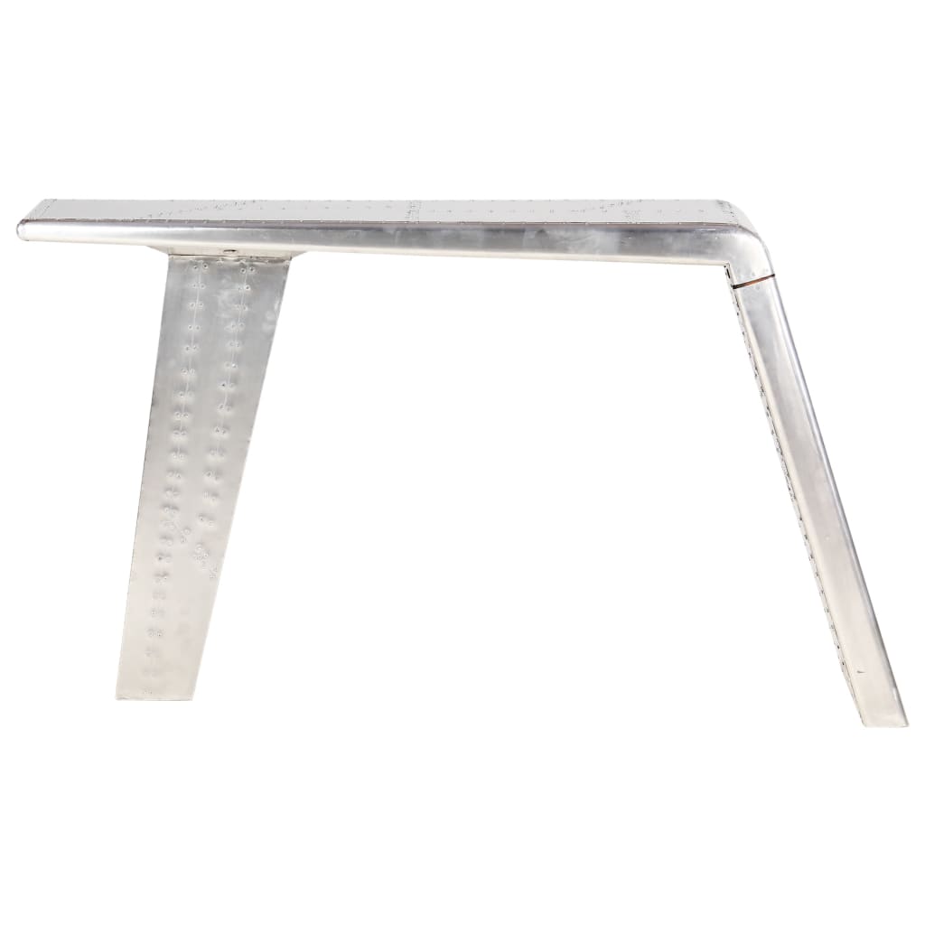 vidaXL Biurko Aviator, srebrne, 112 x 50 x 76 cm, metalowe