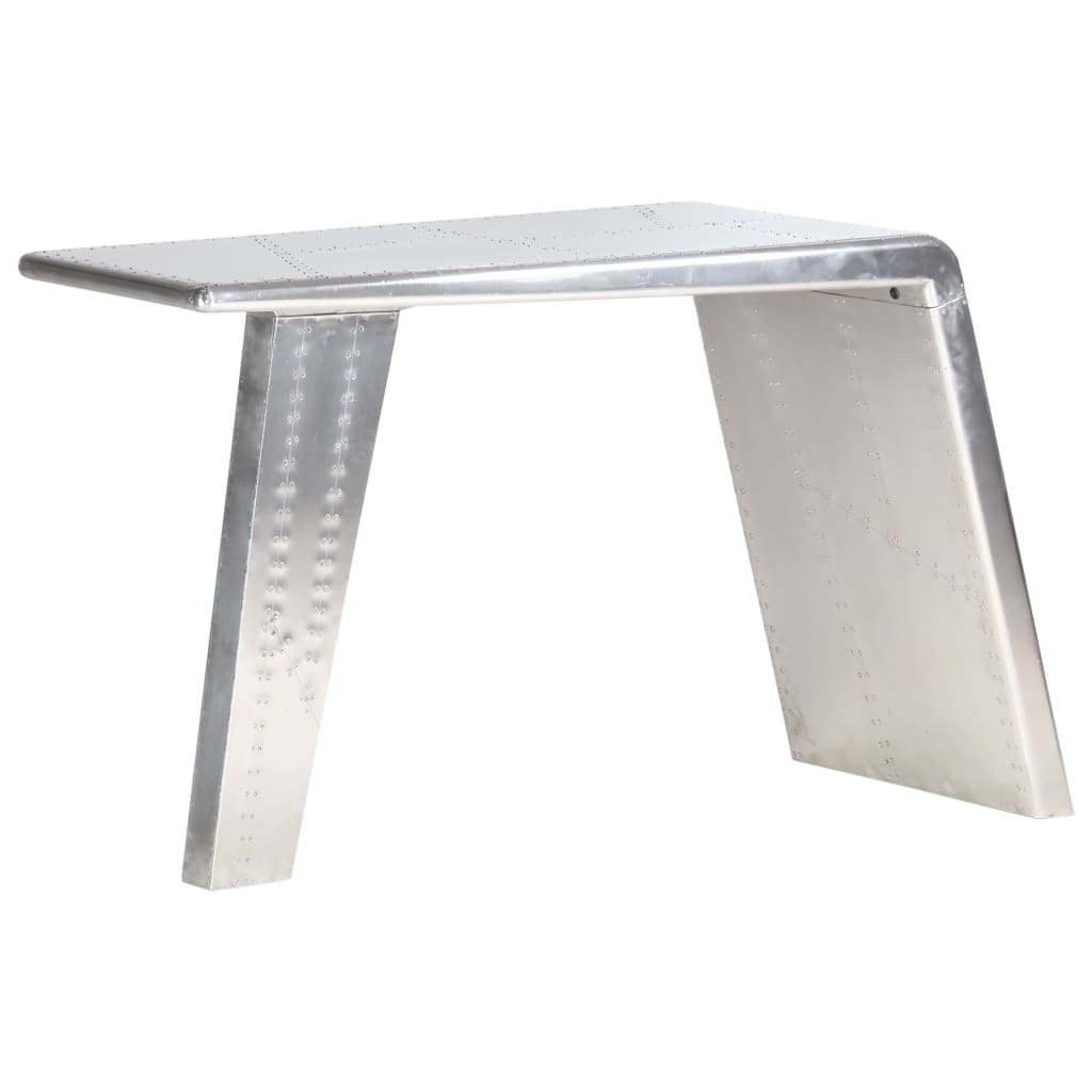 vidaXL Biurko Aviator, srebrne, 112 x 50 x 76 cm, metalowe