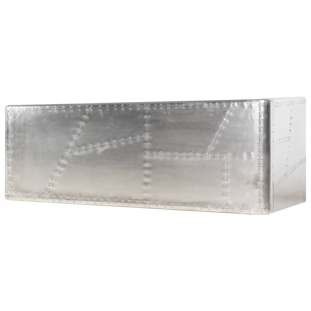 vidaXL Biurko Aviator, srebrne, 112 x 50 x 76 cm, metalowe