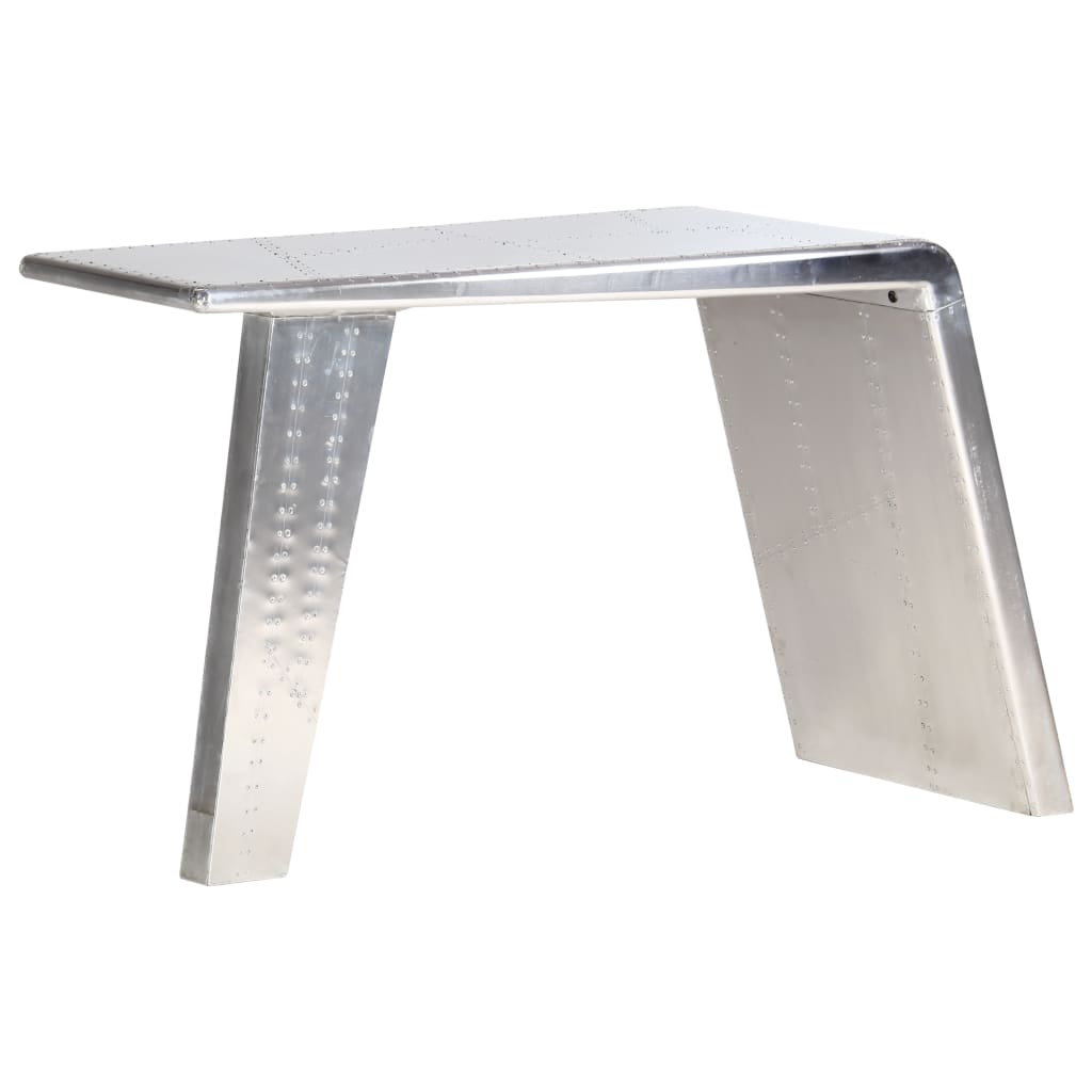 vidaXL Biurko Aviator, srebrne, 112 x 50 x 76 cm, metalowe