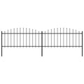 vidaXL Panele ogrodzeniowe z grotami, stal, (0,5-0,75) x 3,4 m, czarne