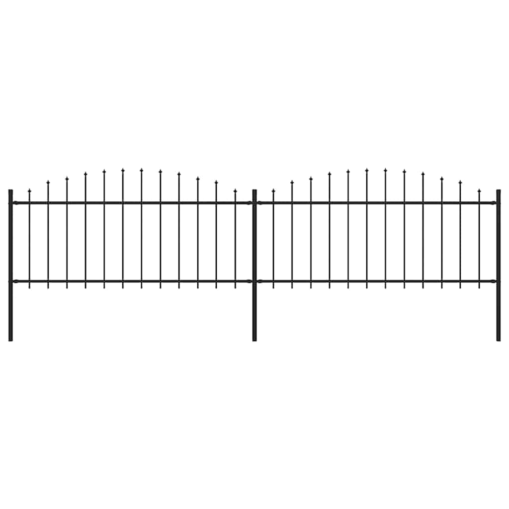 vidaXL Panele ogrodzeniowe z grotami, stal, (0,5-0,75) x 3,4 m, czarne