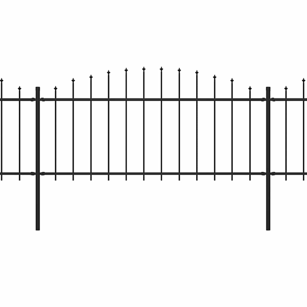 vidaXL Panele ogrodzeniowe z grotami, stal, (0,5-0,75) x 3,4 m, czarne
