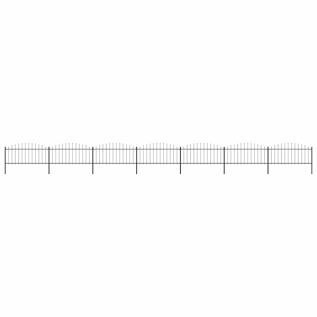 vidaXL Panele ogrodzeniowe z grotami, stal, (0,5-0,75)x11,9 m, czarne