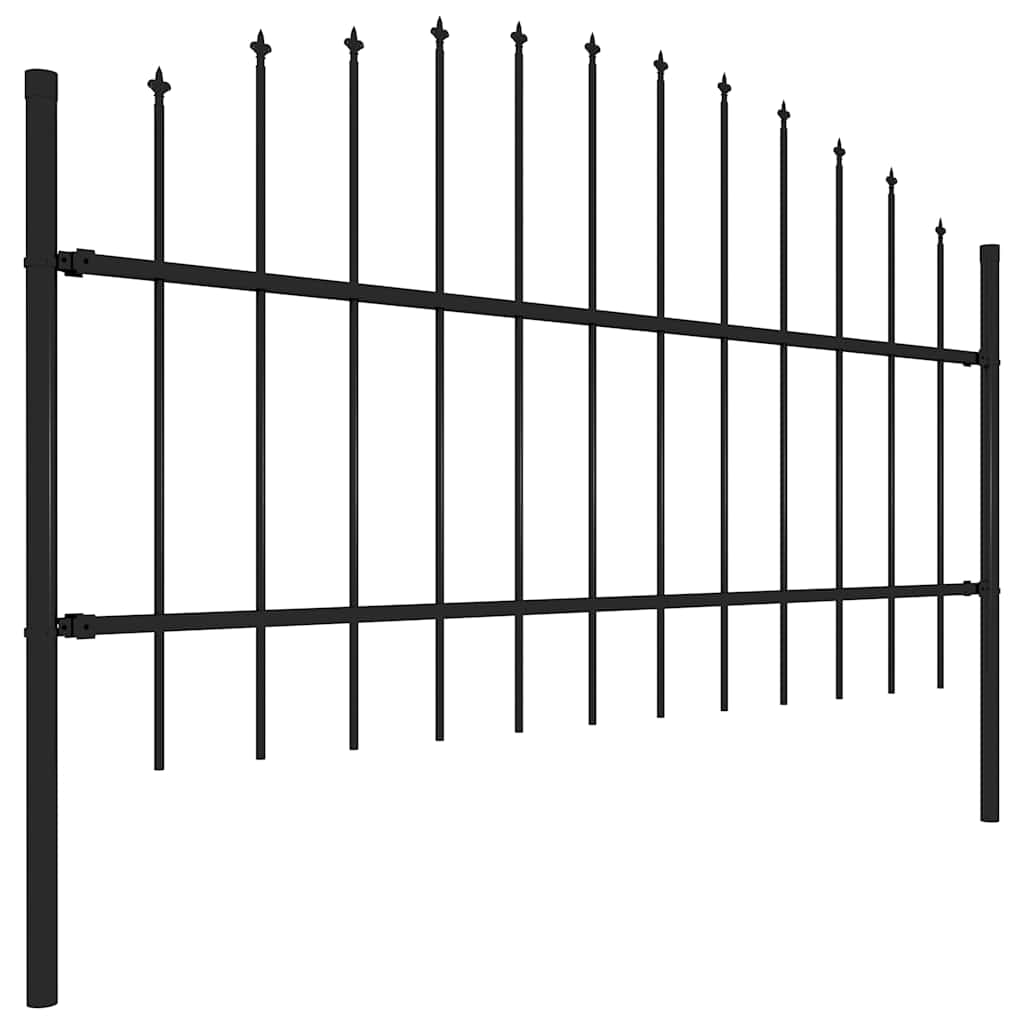 vidaXL Ogrodzenie ogrodowe z włócznią, stalowe, 537 x 100 cm, czarne