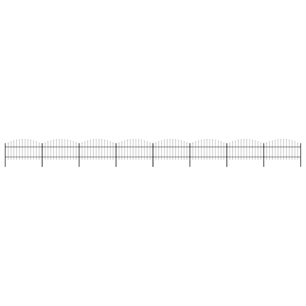vidaXL Panele ogrodzeniowe z grotami, stal, (1-1,25) x 13,6 m, czarne
