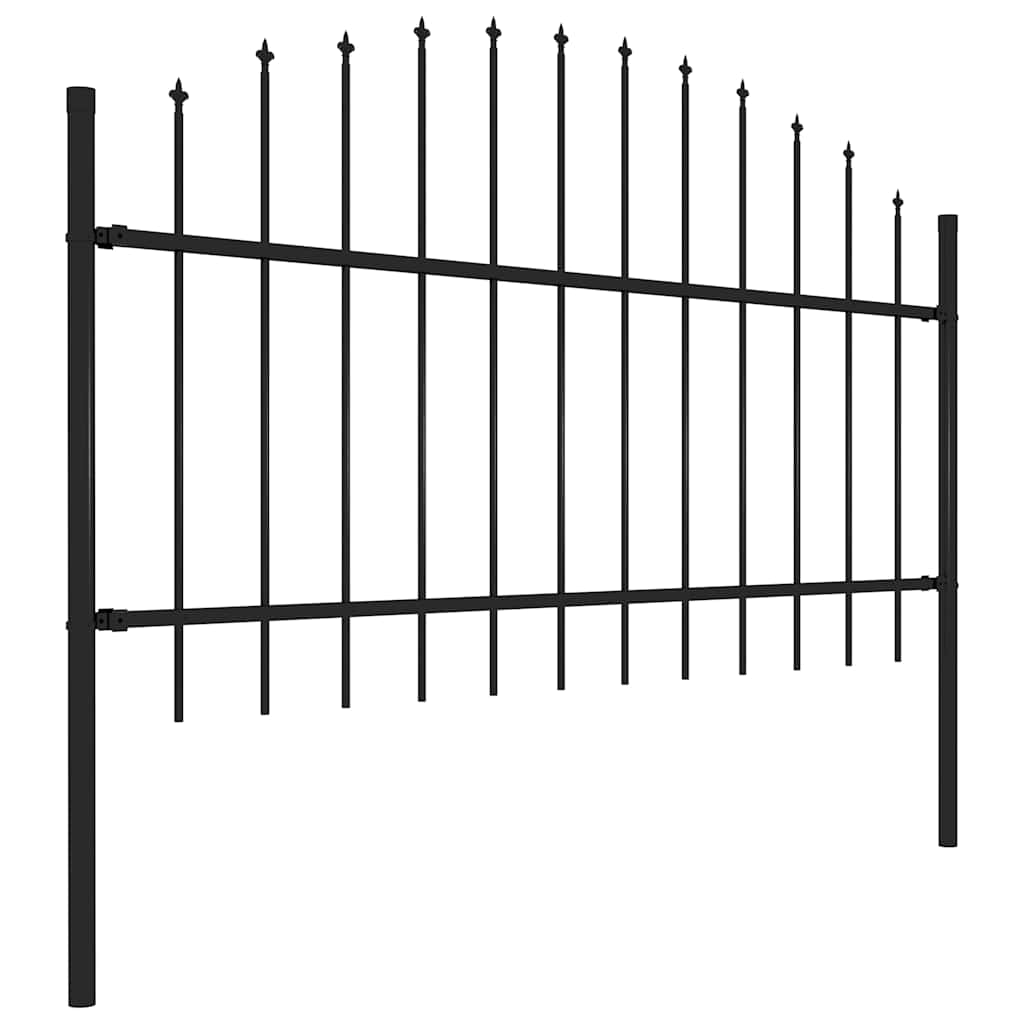 vidaXL Panele ogrodzeniowe z grotami, stal, (1-1,25) x 13,6 m, czarne