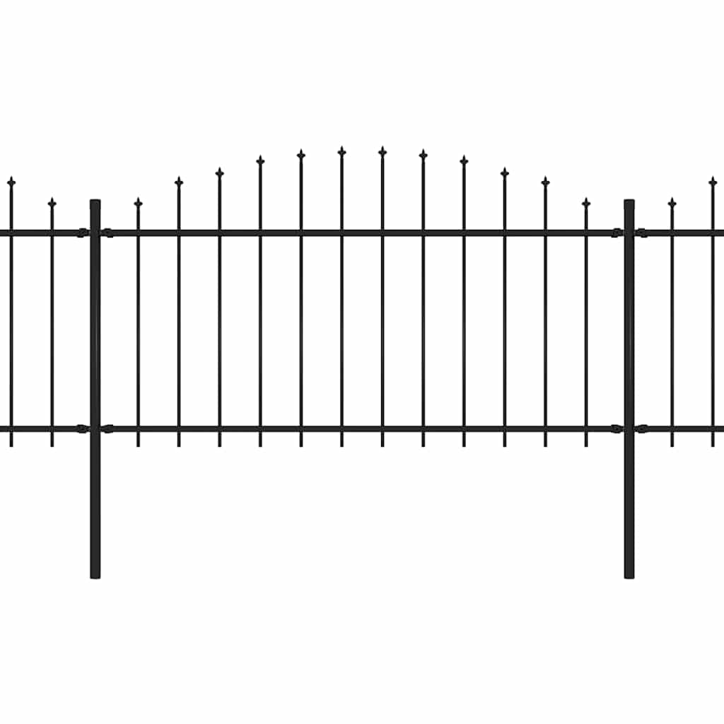 vidaXL Ogrodzenie ogrodowe z włócznią, stalowe, 892,5 x 150 cm, czarne