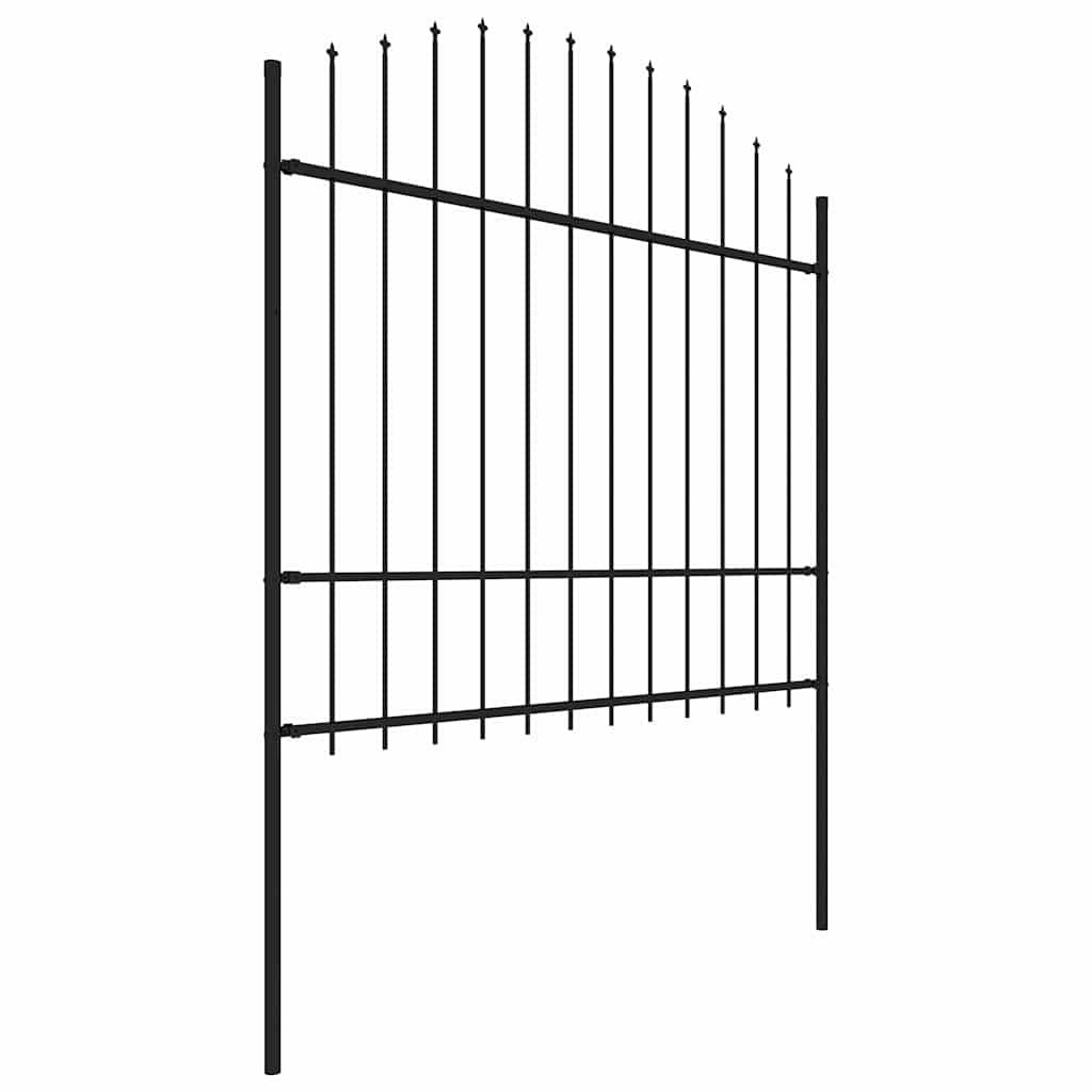 vidaXL Ogrodzenie ogrodowe z włócznią, stalowe, 359 x 175 cm, czarne
