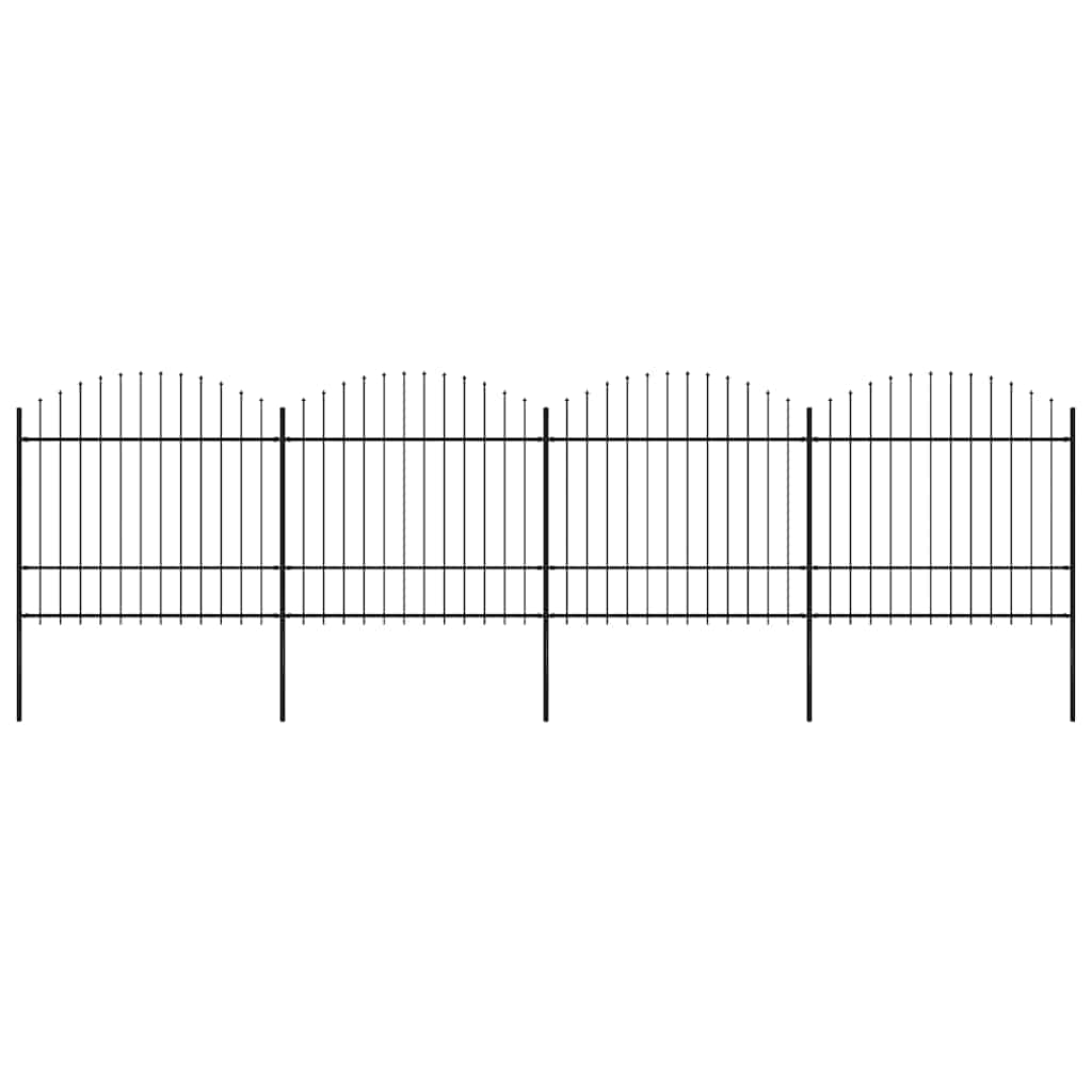 vidaXL Ogrodzenie ogrodowe z włócznią, stalowe, 714,5 x 175 cm, czarne