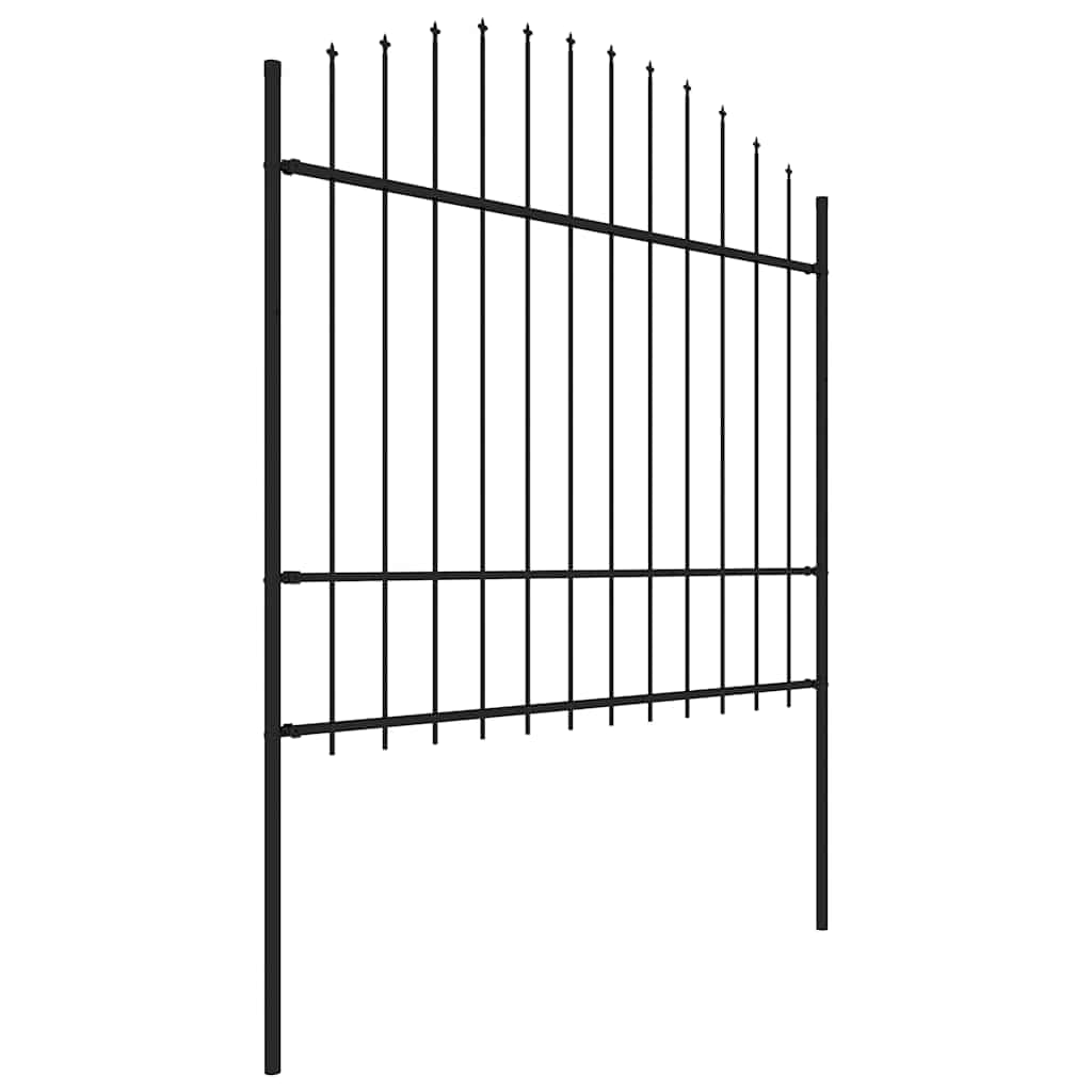 vidaXL Ogrodzenie ogrodowe z włócznią, stalowe, 892,5 x 175 cm, czarne
