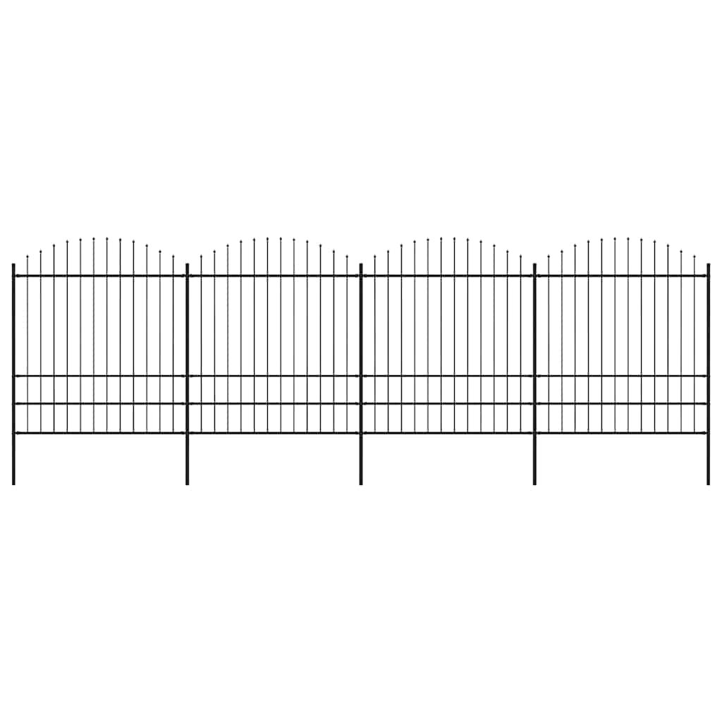 vidaXL Ogrodzenie ogrodowe z włócznią, stalowe, 714,5 x 200 cm, czarne