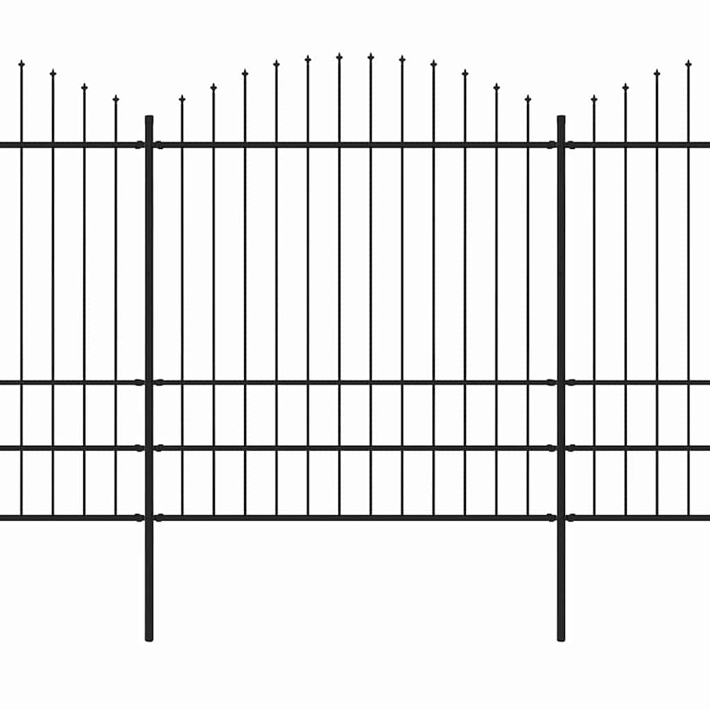 vidaXL Ogrodzenie ogrodowe z włócznią, stalowe, 1603,5x200 cm, czarne